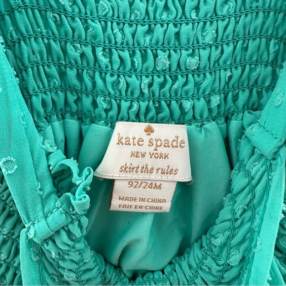 Kate Spade Toddler ‘Skirt the rules’ Green Smocked Polka Dot with Bow 24M - Picture 4 of 6